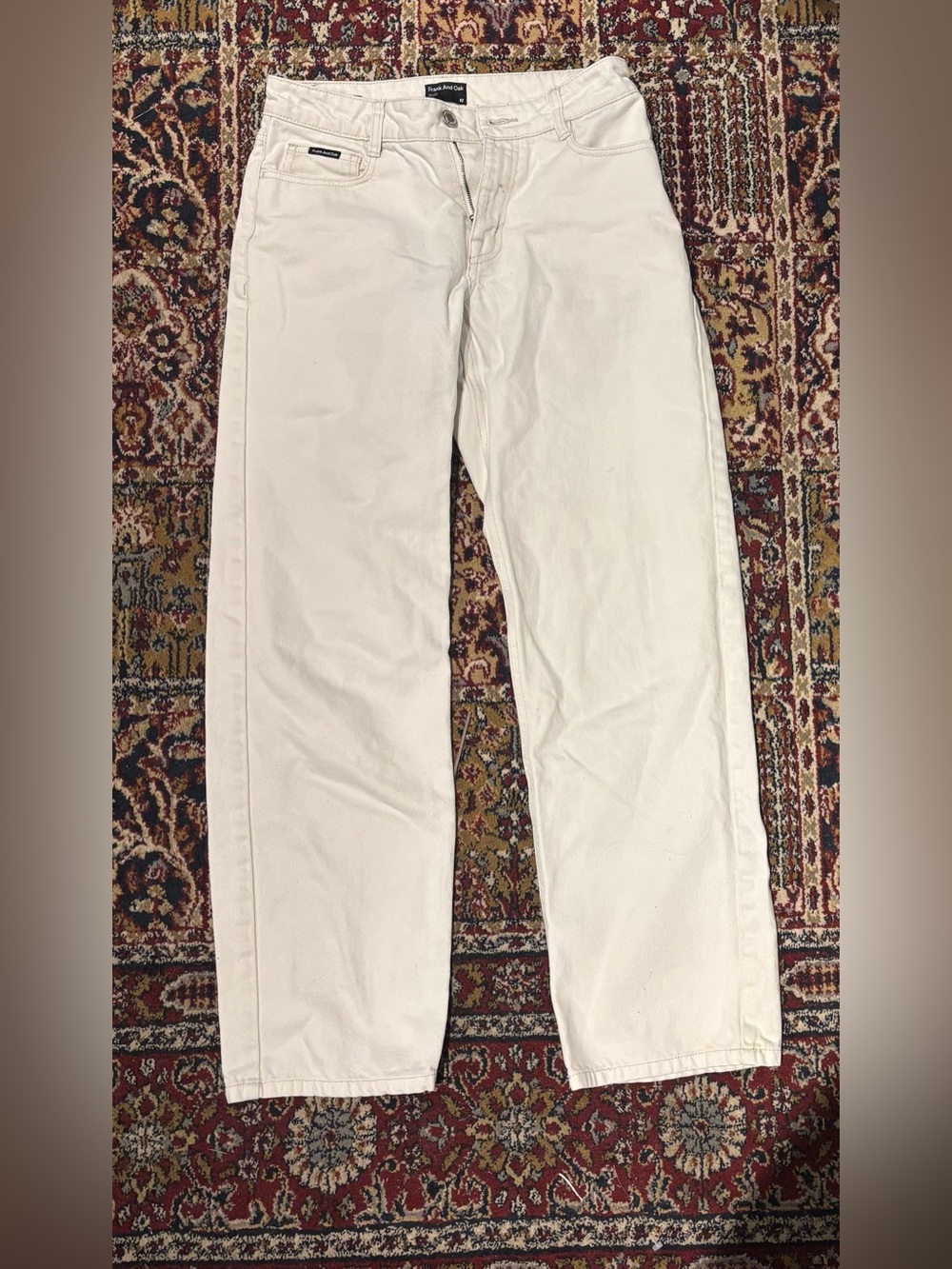 Frank & Oak Cream Wide-Leg Jeans